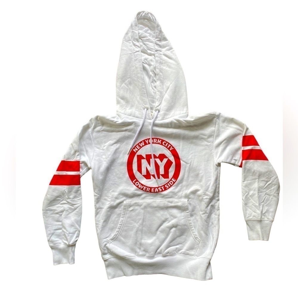 Garage White Red Graphic Oversized Hoodie XS